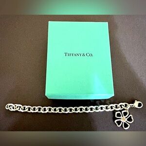 Tiffany & Co. Sterling Silver Flower Charm Bracelet and Original Box